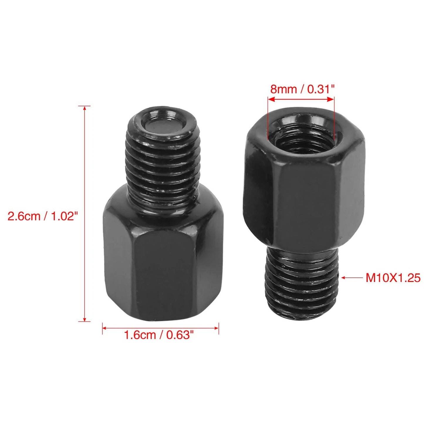 5pcs 8mm LH to 10mm LH Motorcycle Mirrors Adapter Bolt Screw for Motorcycle