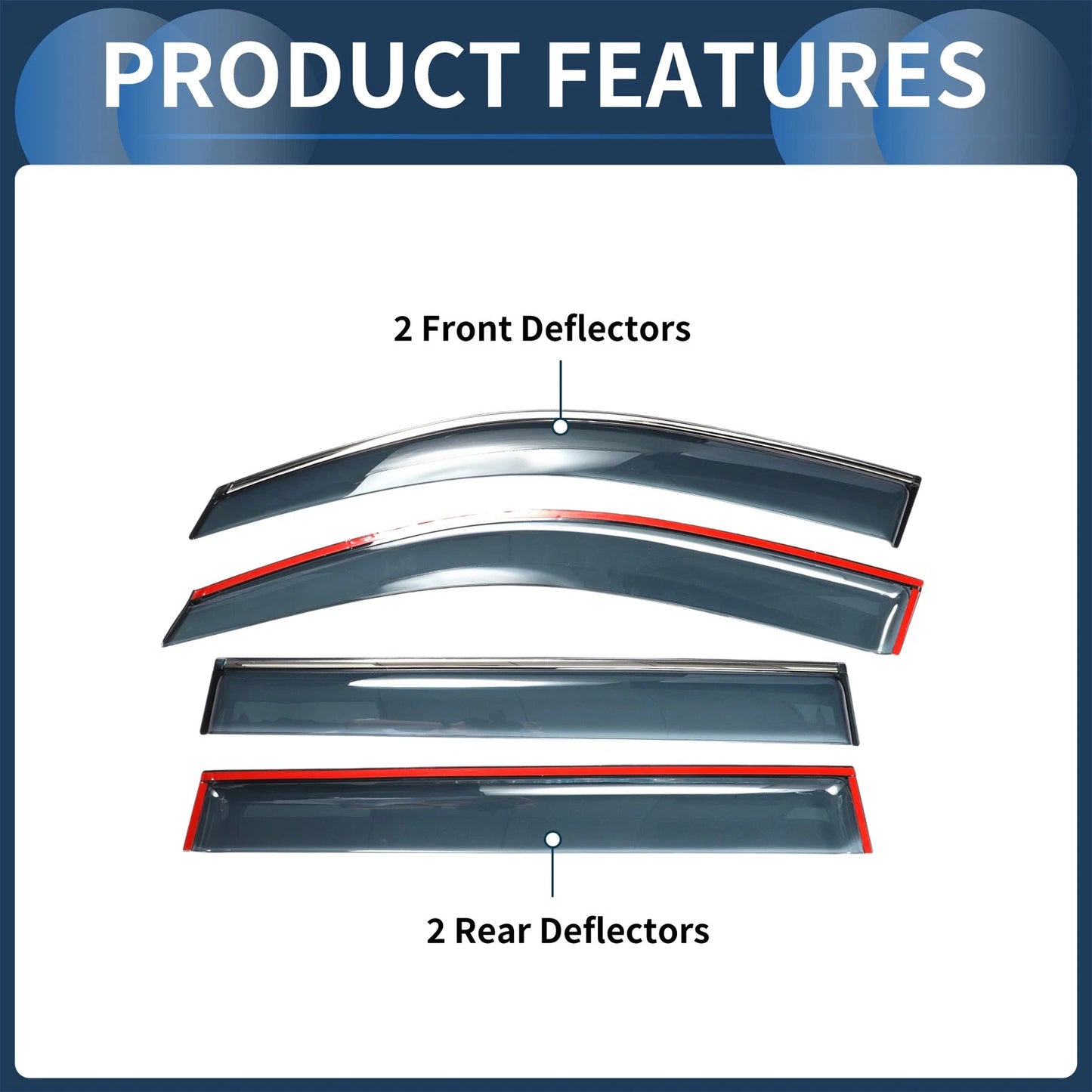 Window Deflectors for Toyota Highlander Side Window Vent Visors (2008-2013)