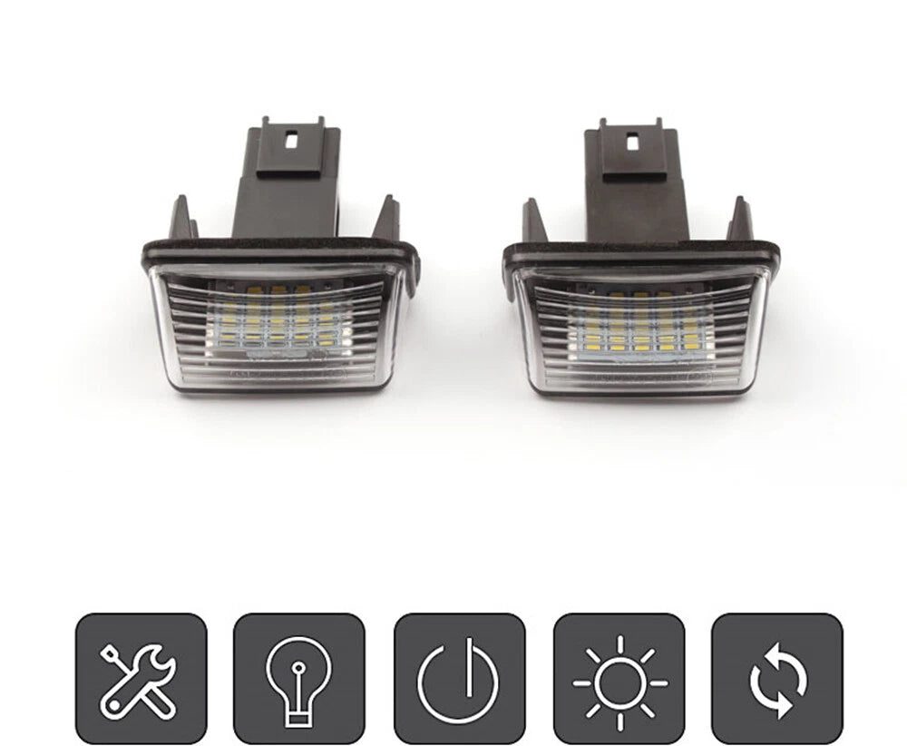 18 LED License Plate Lights for Peugeot 206/207/307/308, Citroen C3/C4/C5/C6 (2000-2023)