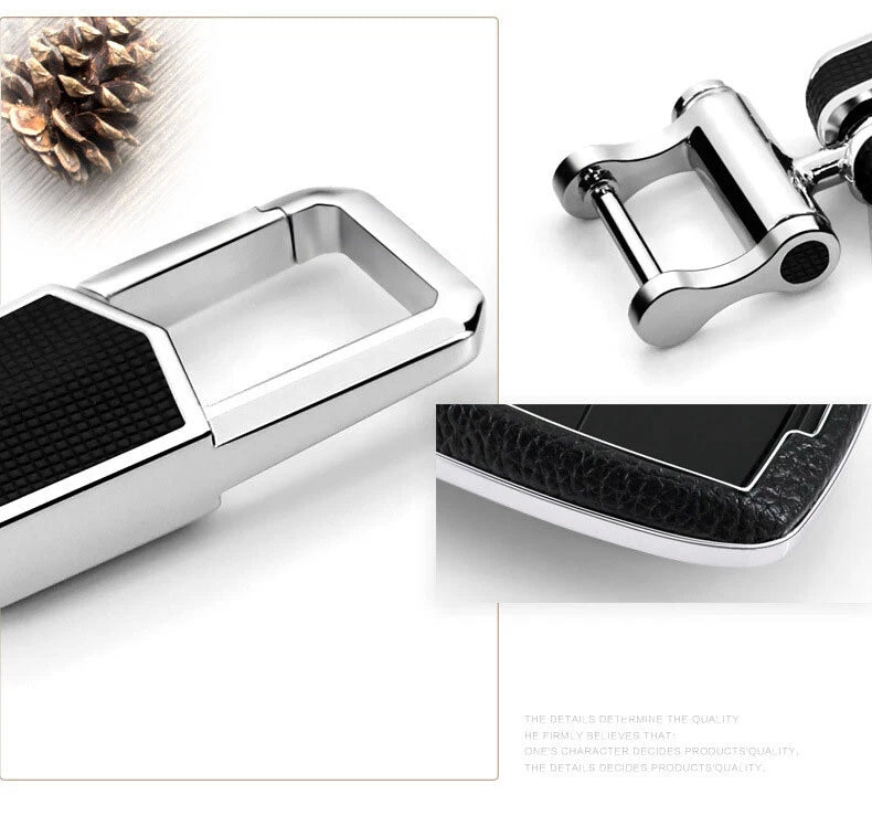Black Leather Remote FOB Key Cover Bag fit for Benz E Class E200 E300