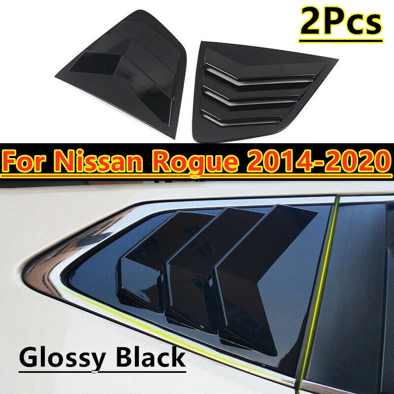 2 x Glossy Black Vent Scoop Louver Cover for Nissan Rogue (2014–2021)