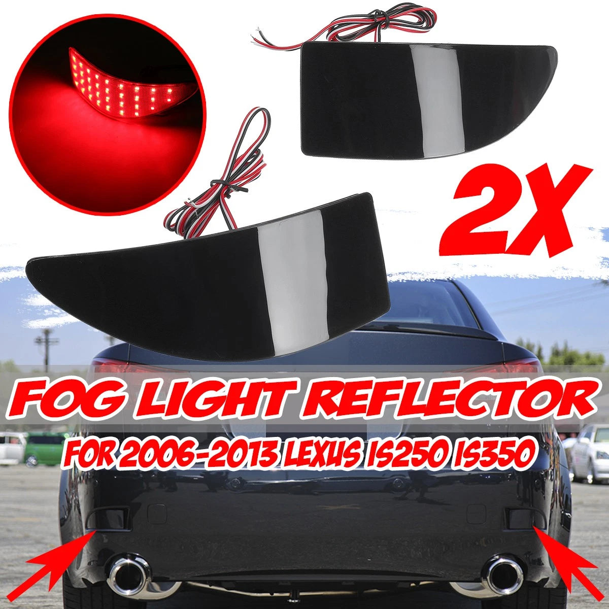 Smoke / / Rear Bumper LED Fog Lights Reflector for Lexus IS (2006–2013)
