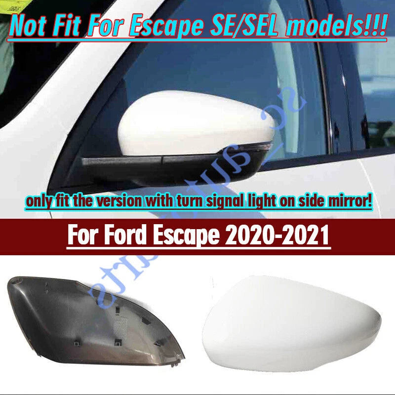 Left Star White Mirror Cover w/Turn Signal for Ford Escape (2020–2021)