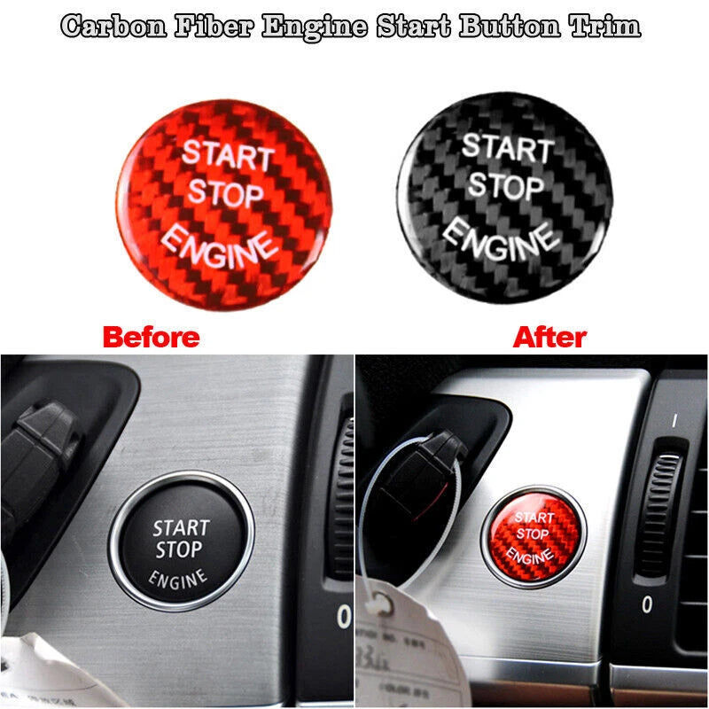 Carbon Fiber Red Engine Start Stop Button Ring for BMW E90 E92 E93 Z4