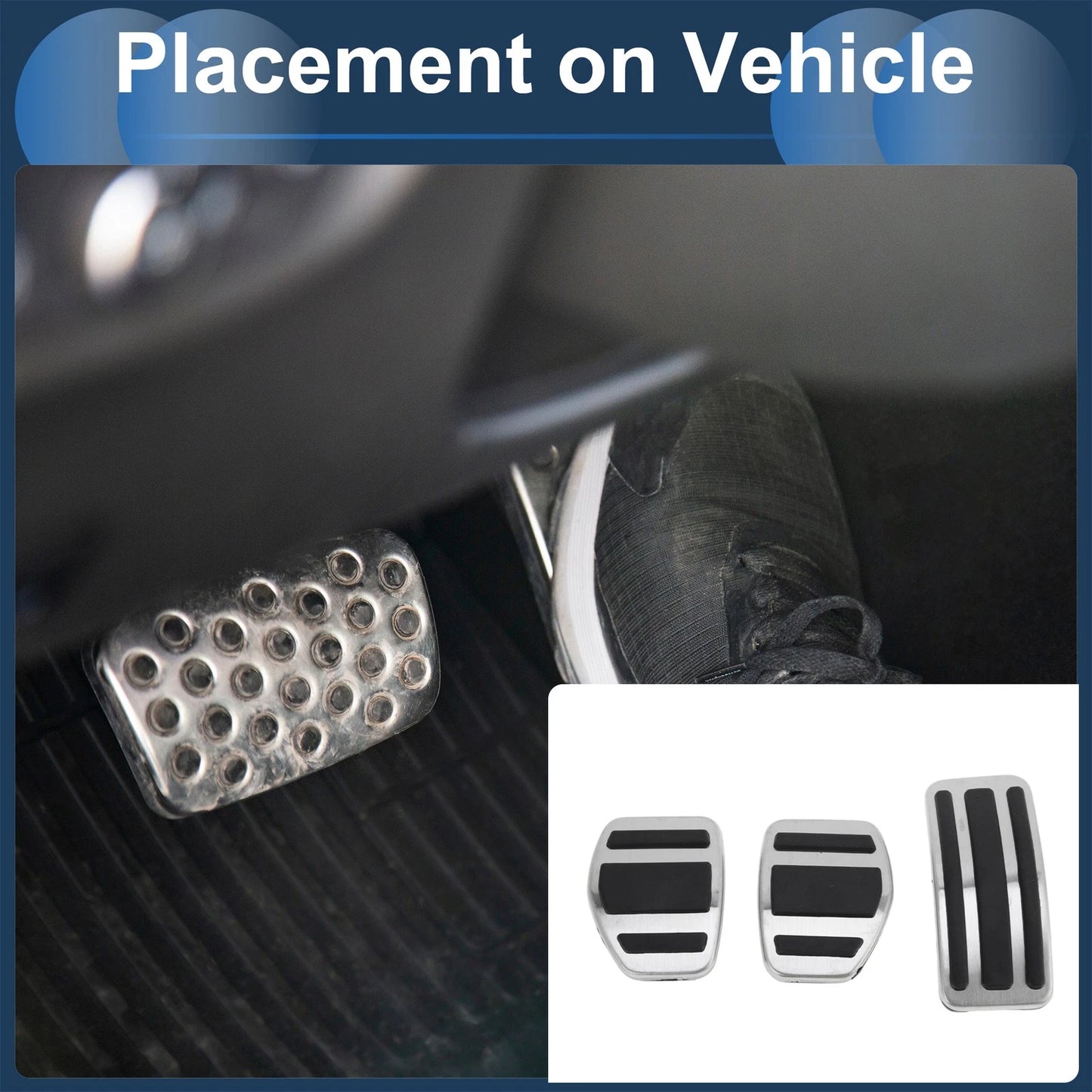 Manual Footrest Pedals Cover Set for Peugeot 208 (2013-2018) Silver Tone