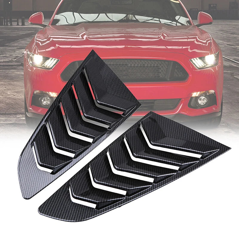 Carbon Fiber Black Vent Side Window Louver Covers for 2015-2021 Ford Mustang