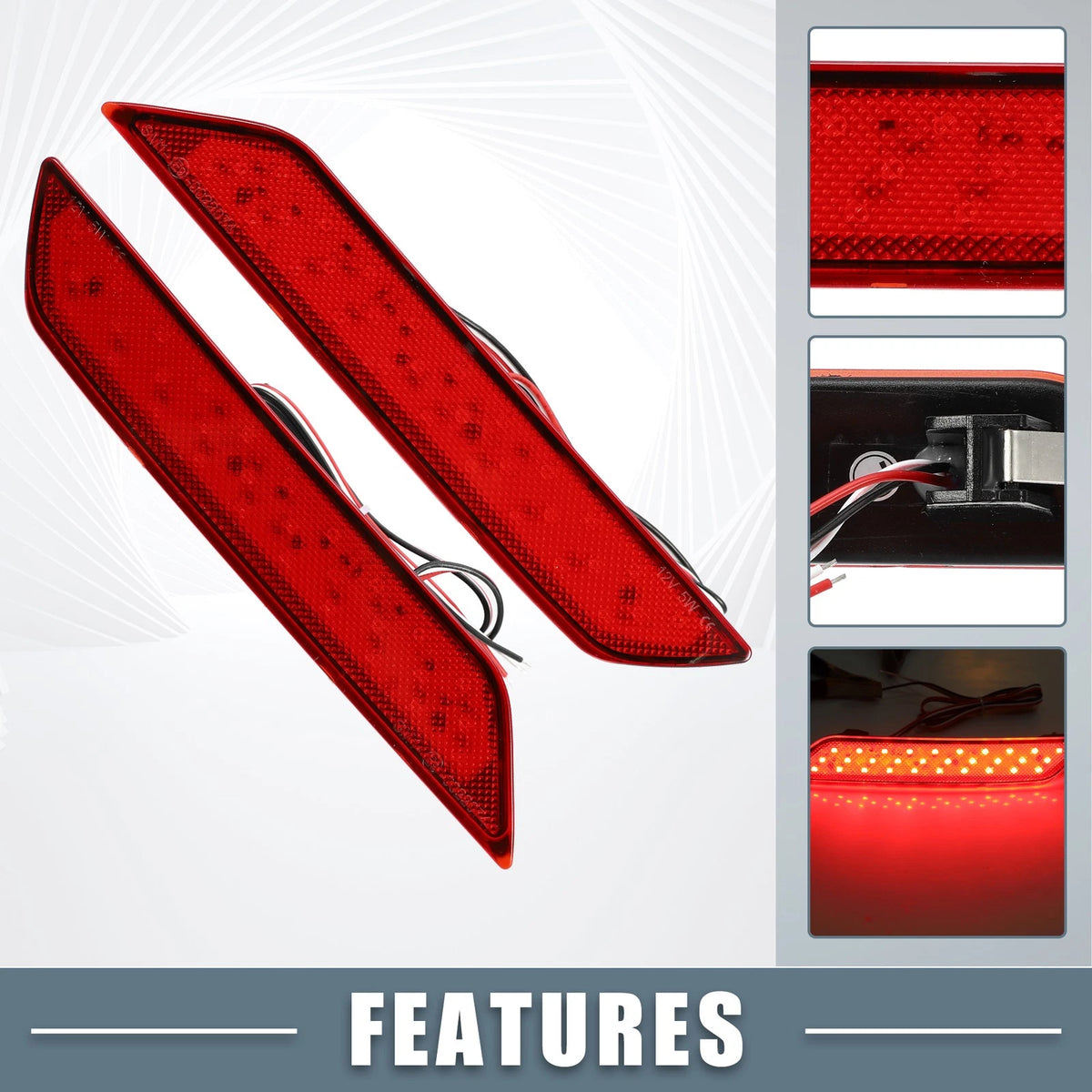Rear Bumper LED Reflector Brake Tail Light Red Lens for Honda Civic (13-15)