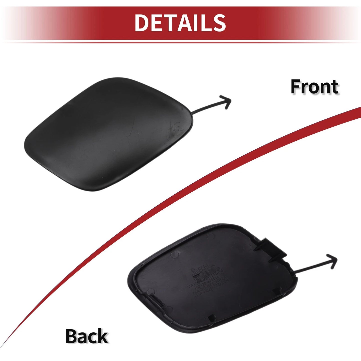 Tow Hook Cover Cap 1 Pair for Toyota Prius (2019-2022) Black