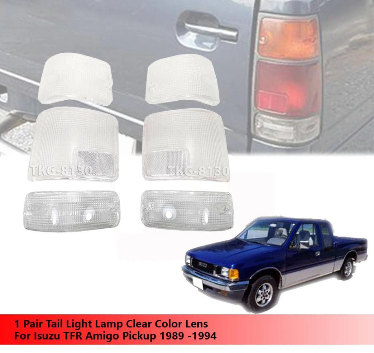 Rear Tail Light Lenses for Honda Passport, Isuzu Pickup, Amigo (1989-1994)