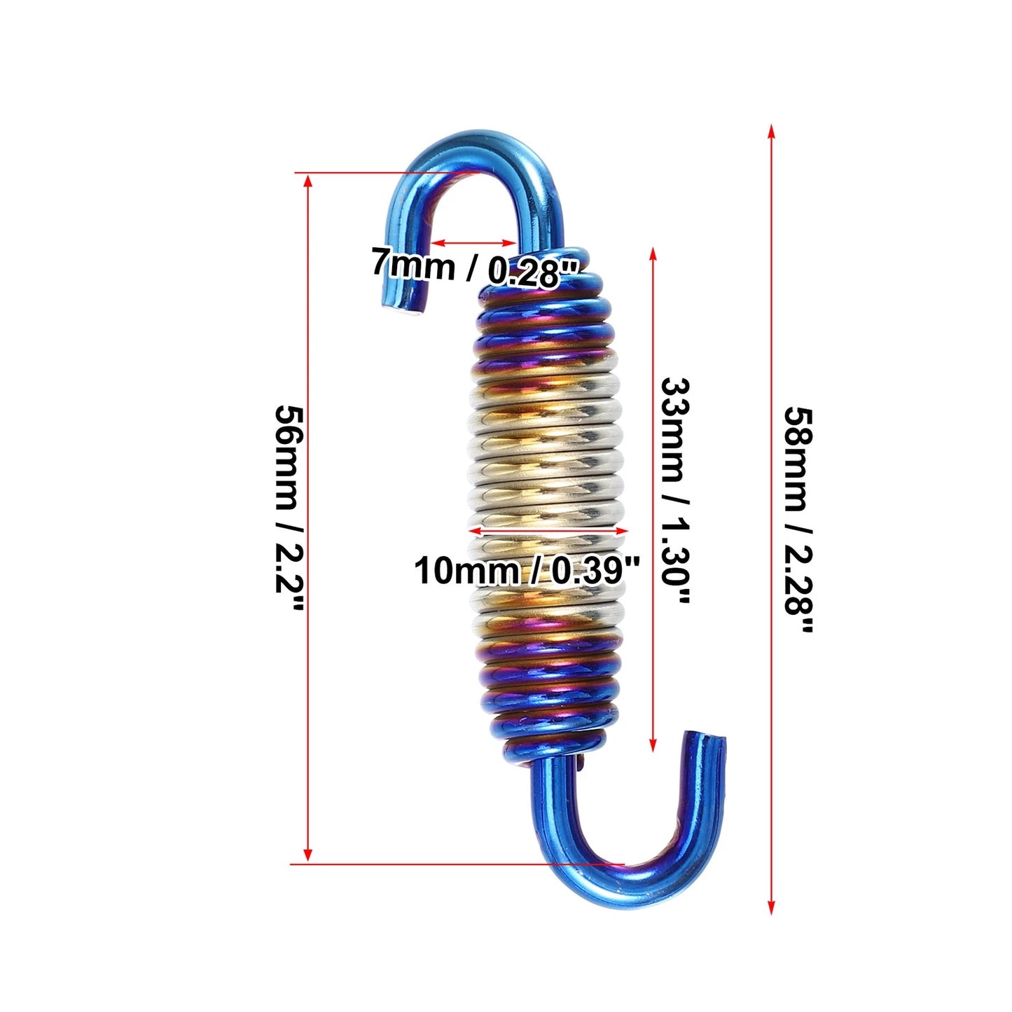 Exhaust Pipe Spring / 58mm / 2 x Stainless Steel Silver Tone for Motorcycle