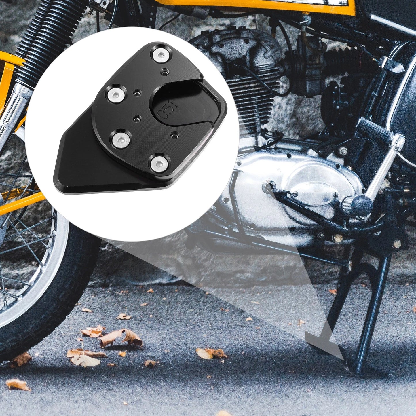 Kickstand Extension Enlarger Pad Side Stand Black for Honda