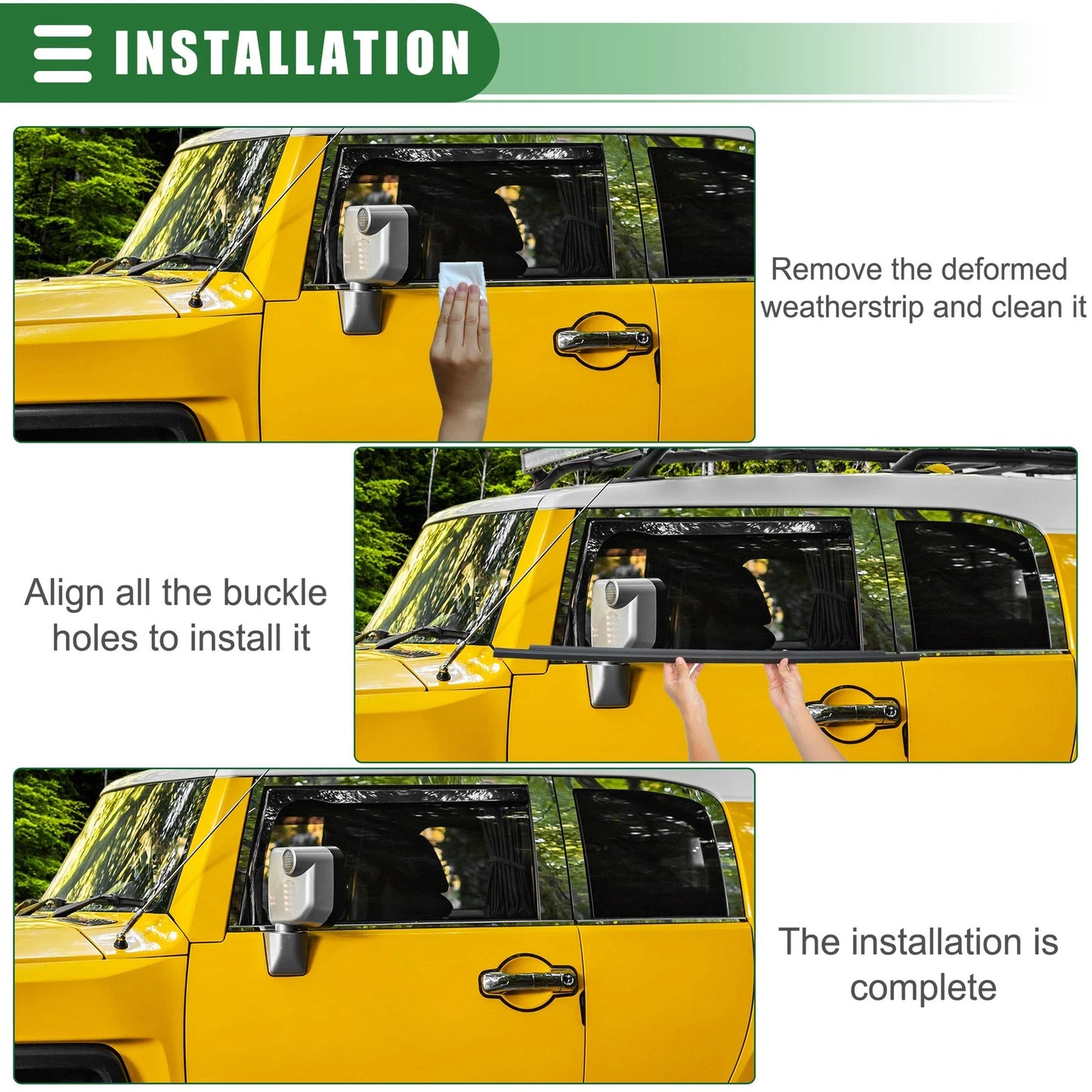 Front Left Door Window Belt Weatherstrip for Toyota FJ Cruiser (2007-2014)