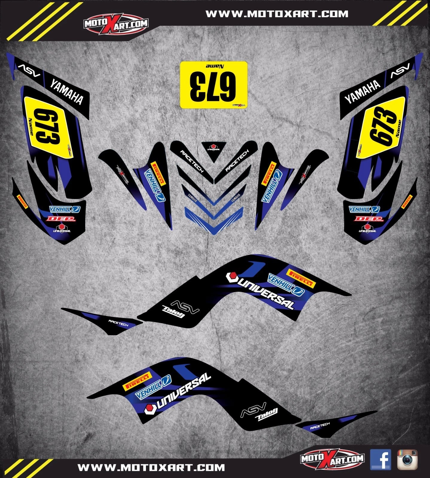 Full Custom Graphics Kit for Yamaha Raptor 700 ATV (2006-2012)