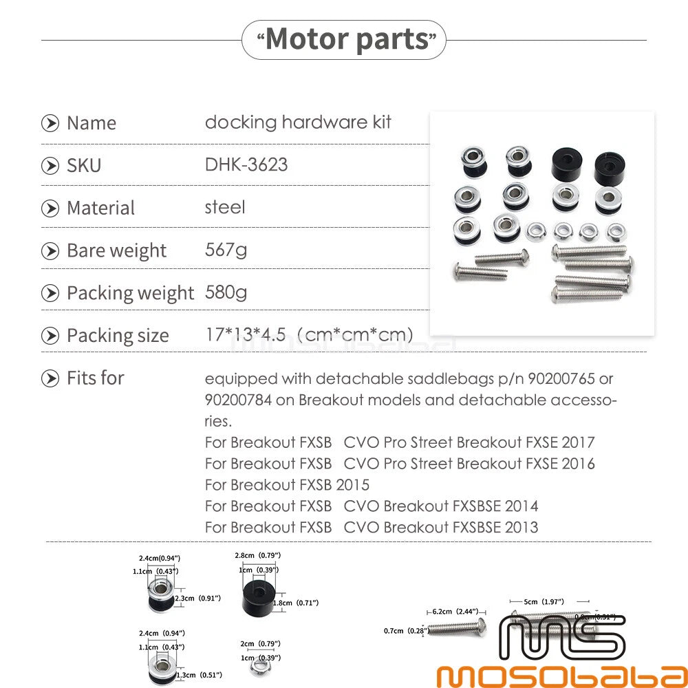 Detachable Sissy Bar Rack Docking Hardware for Harley Breakout (2013-2023)