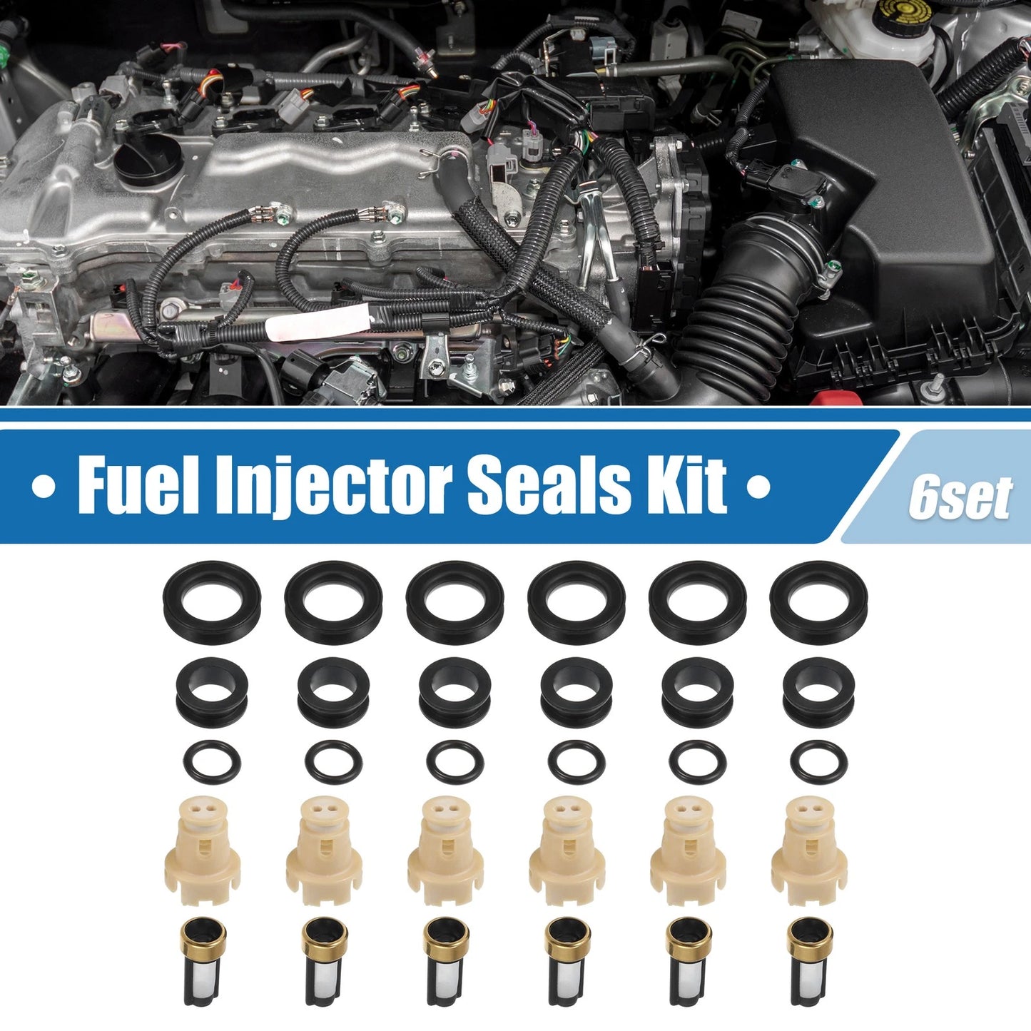 Fuel Injector O Rings Seals 2 x Micro Filters for Toyota Tacoma (1999-2004)