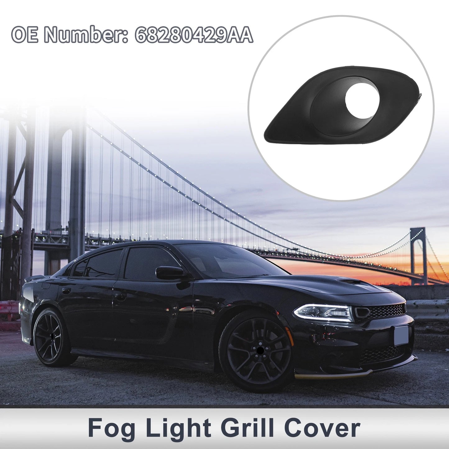 1 Pc Front Left Fog Light Grill for Dodge Charger (2015-2020)