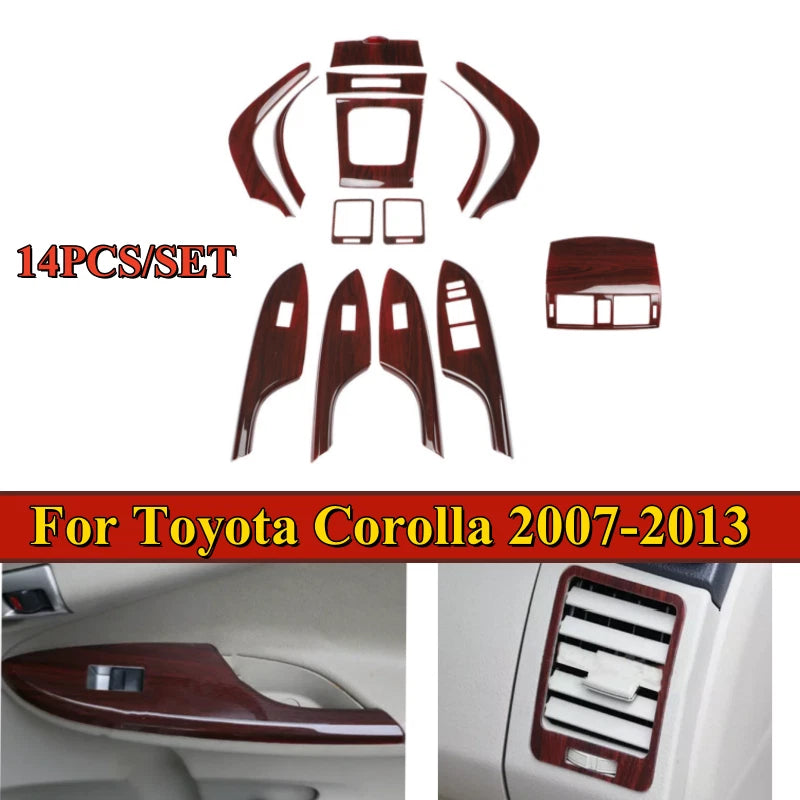 14PCS Wood Grain Interior Cover Trim for Toyota Corolla (2007–2013)