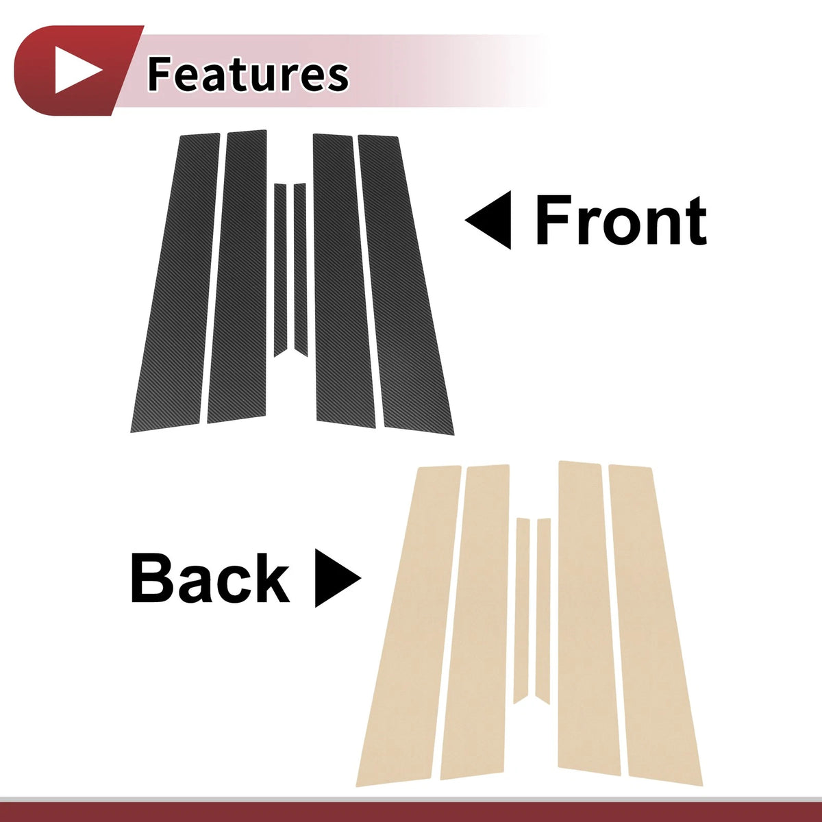 Car Door Pillar Window Trim / 6 Pcs for Toyota Reiz (2005–2009)