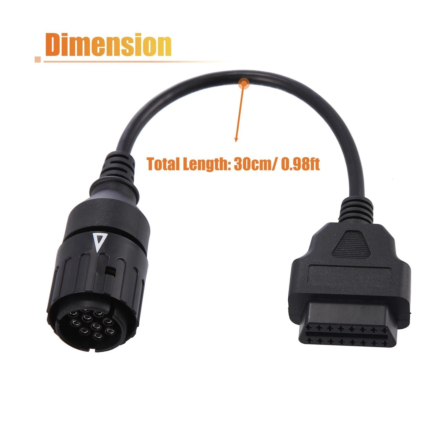 10 Pin to OBDII Cable / 0.98ft / Diagnostic Adapter for BMW