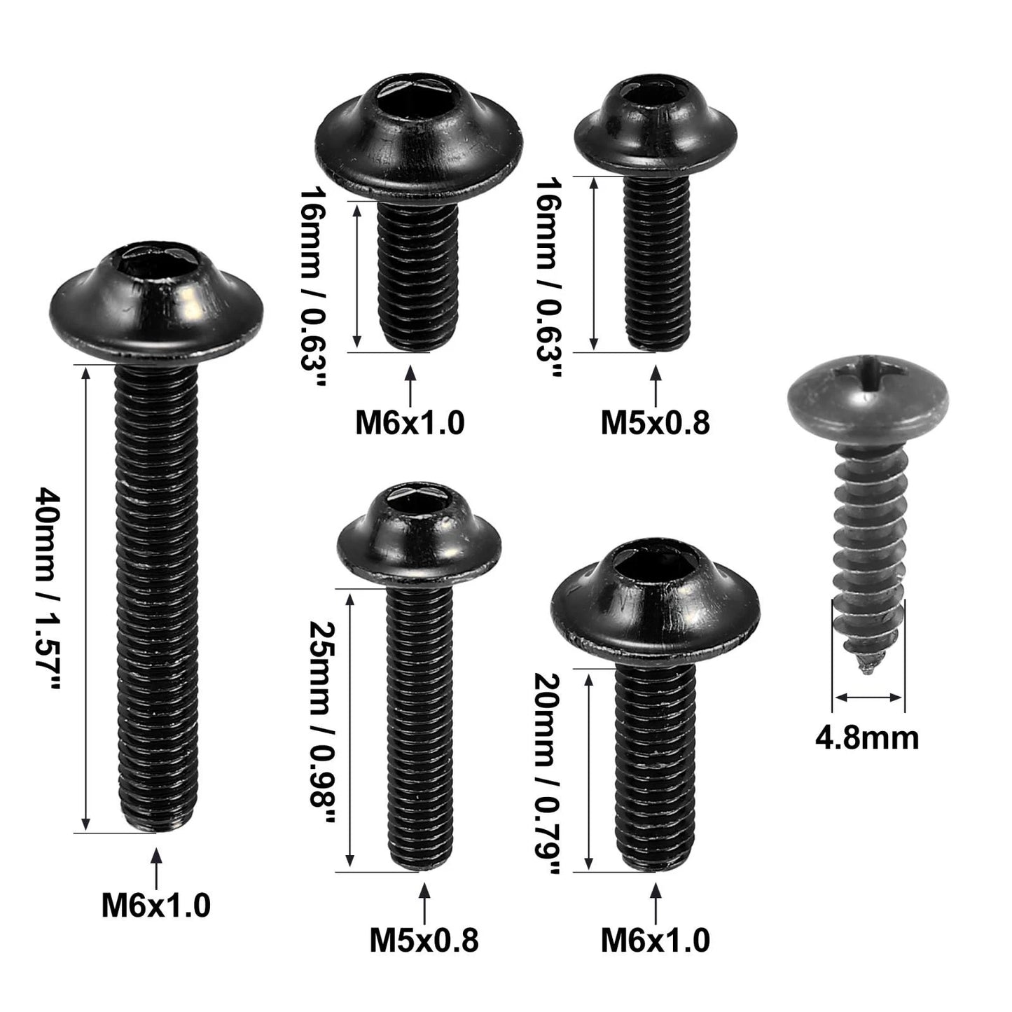Bolts & Screws 137pcs Black Motorcycle Fairing Fasteners Mounting Washers Nuts for Motorcycle