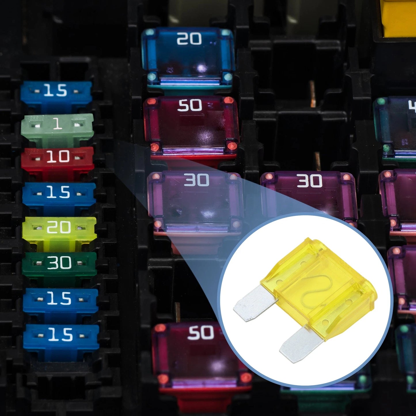 50 Pcs Maxi Fuse 20A Blade Fuse for Car Boat Truck RV Motorcycle Yellow