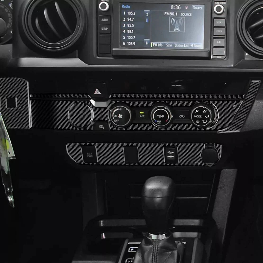 Carbon Fiber Center Console Control Button Cover Trim for Toyota Tacoma (2016-2023)