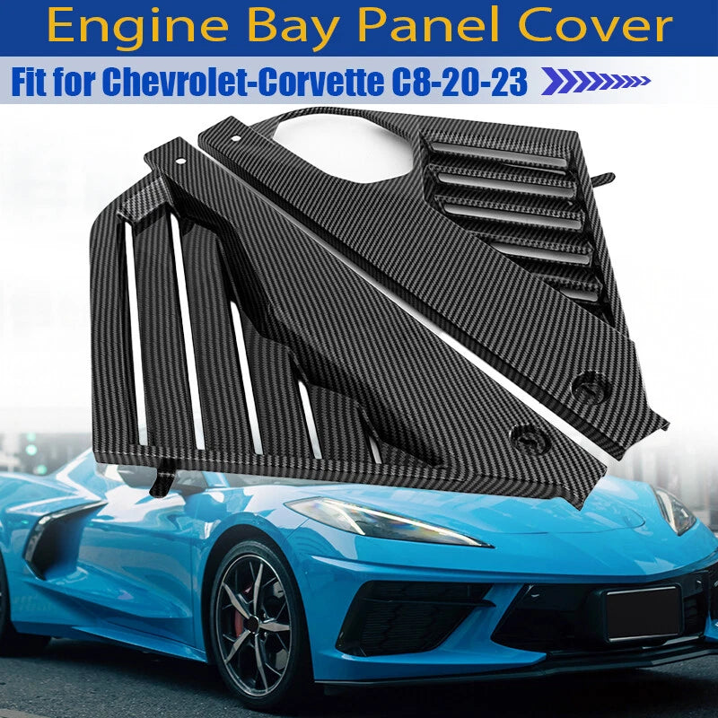 2 x ABS Engine Bay Panel Covers for Corvette C8 (2020 - Present) Carbon Fiber Look