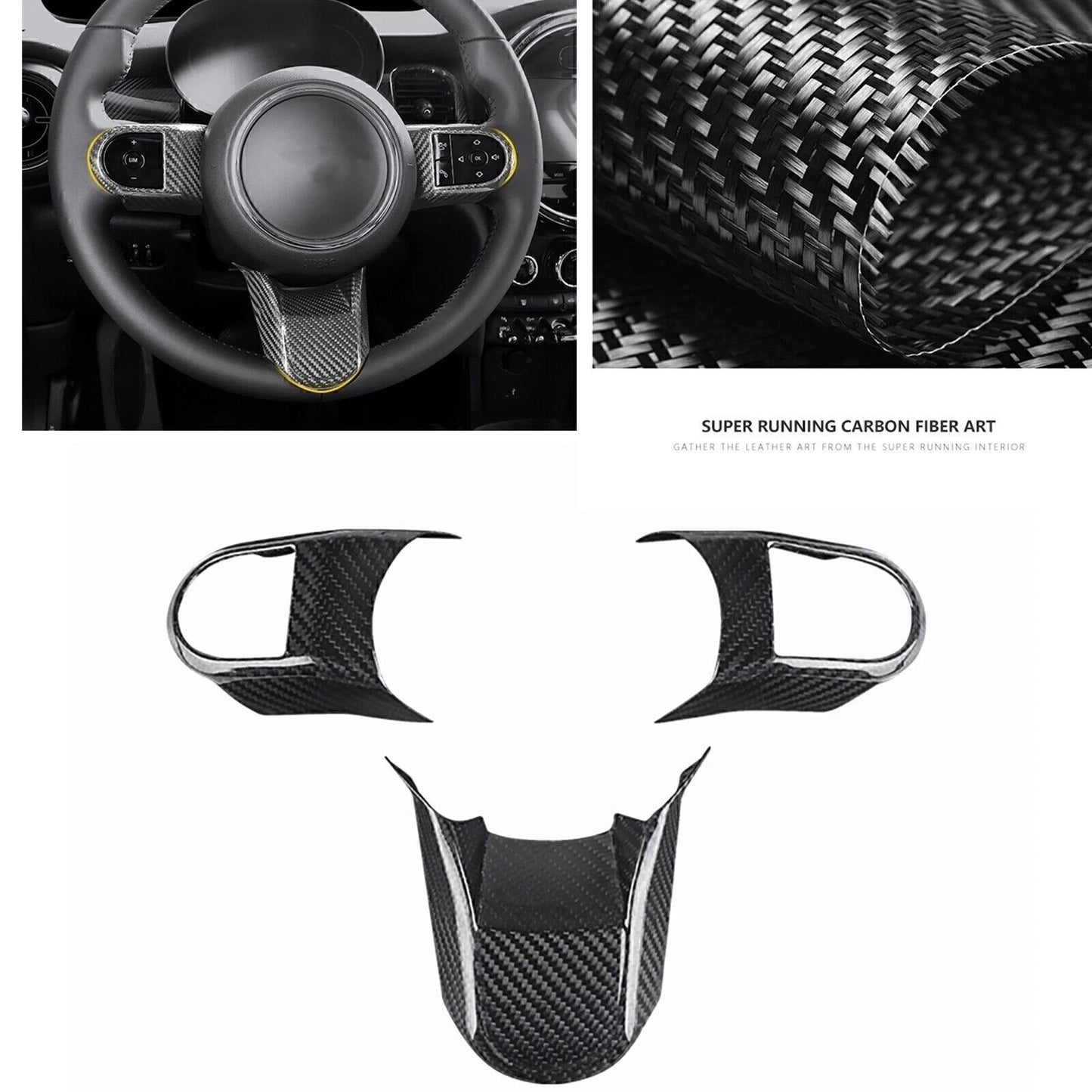Carbon Fiber Steering Wheel Cover for Mini Cooper F55/56/57 (2021-2022)
