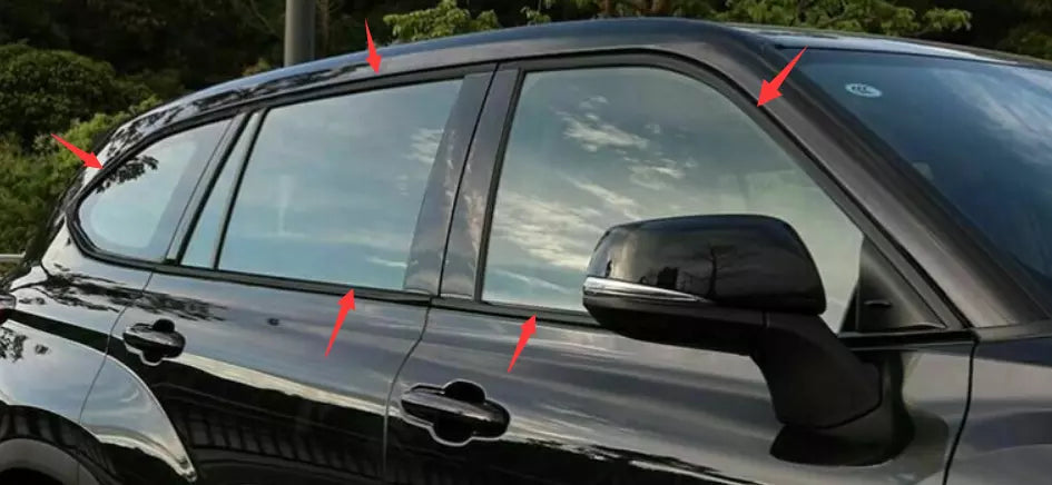 Steel Window Side Frame Black Molding Cover Trim for Toyota Highlander (2020-2023)