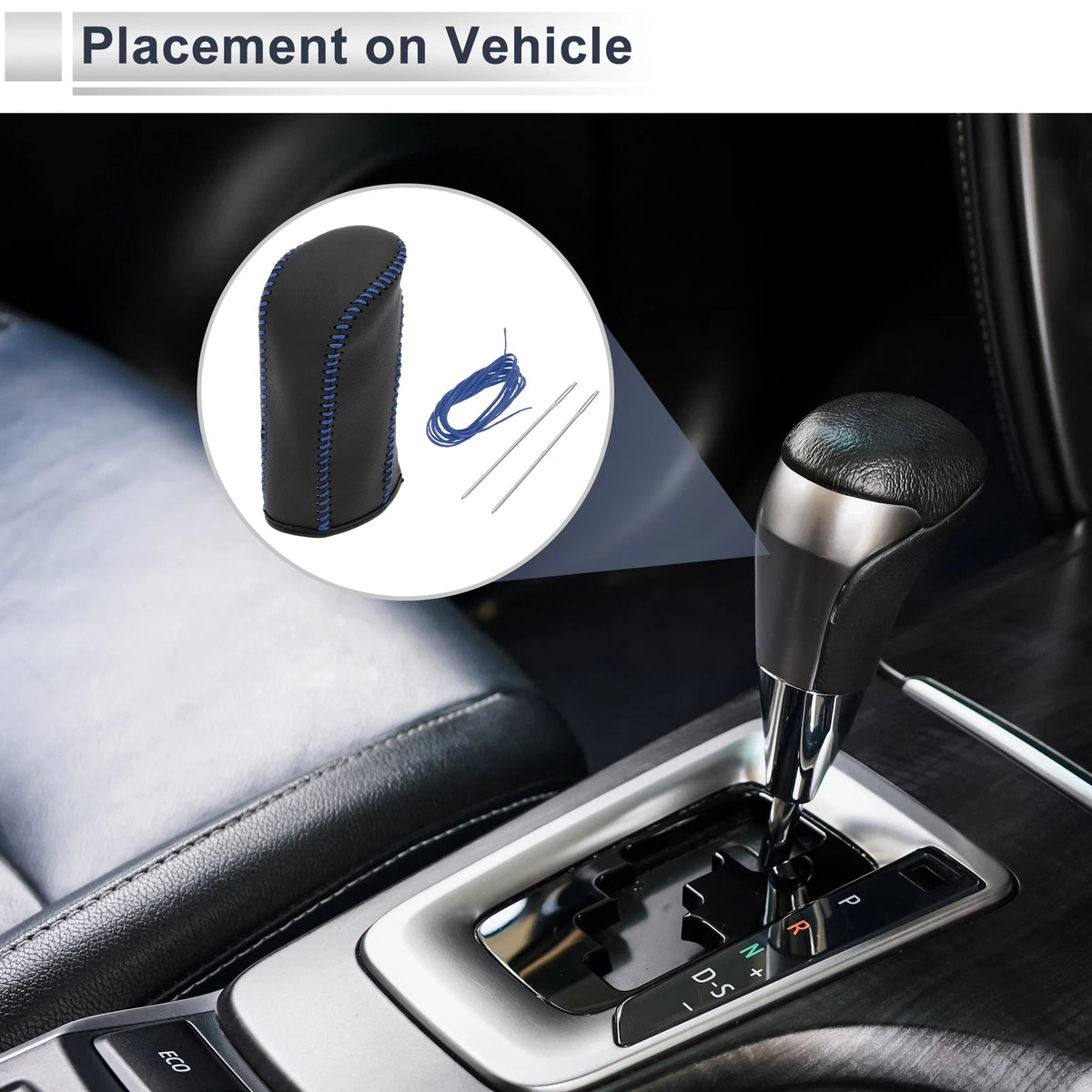 Nissan Tiida Gear Shift Knob Cover 2004-2012 Black Blue Faux Leather