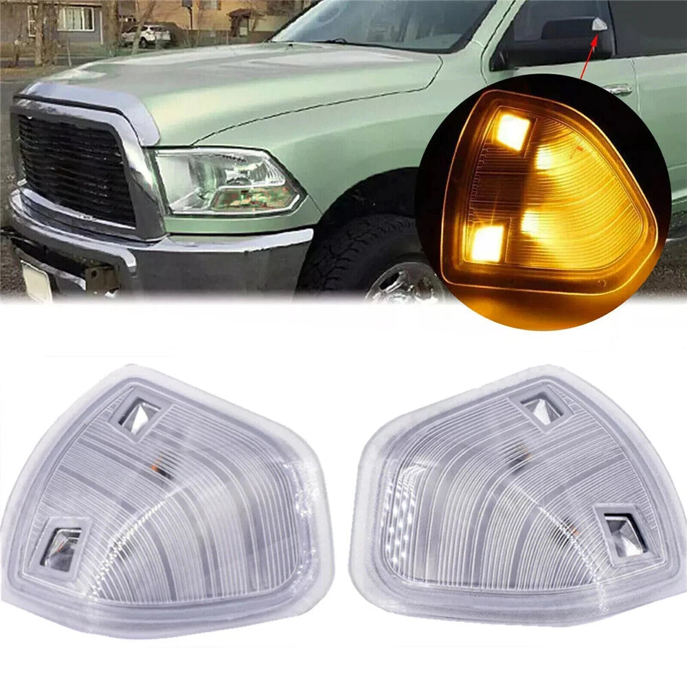 LED Side Mirror Turn Signal Light Clear Lens Amber for Dodge RAM (2009-2018)