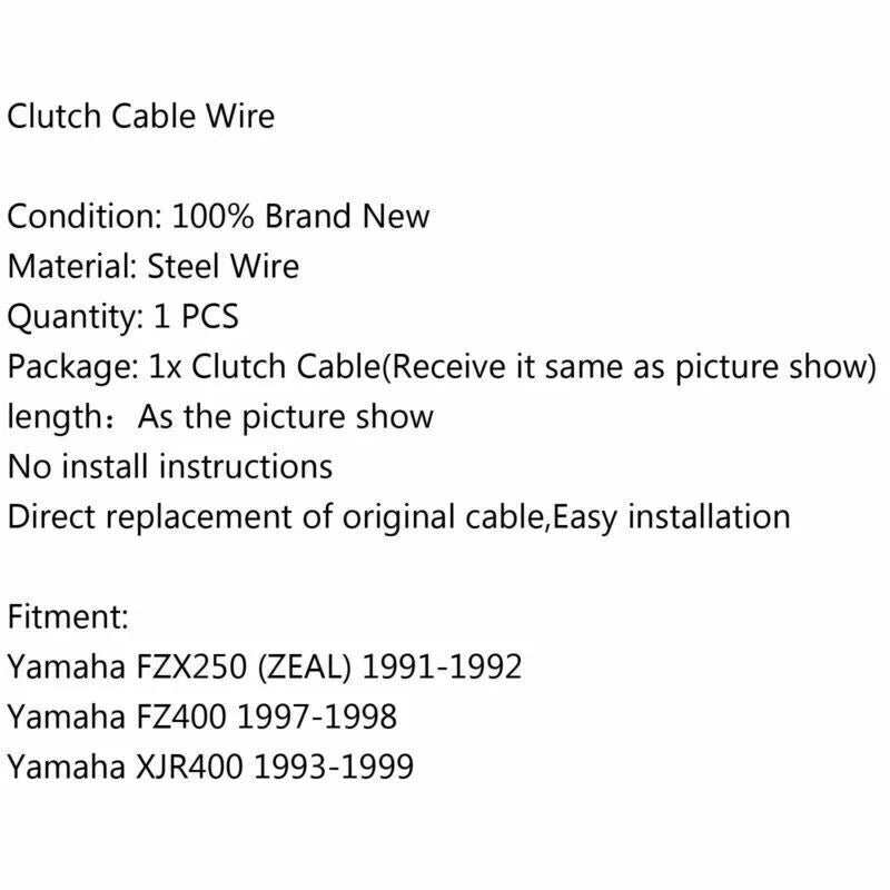 Clutch Cable for Yamaha FZX250 (91-92), FZ400 (97-98), XJR400 (F2)