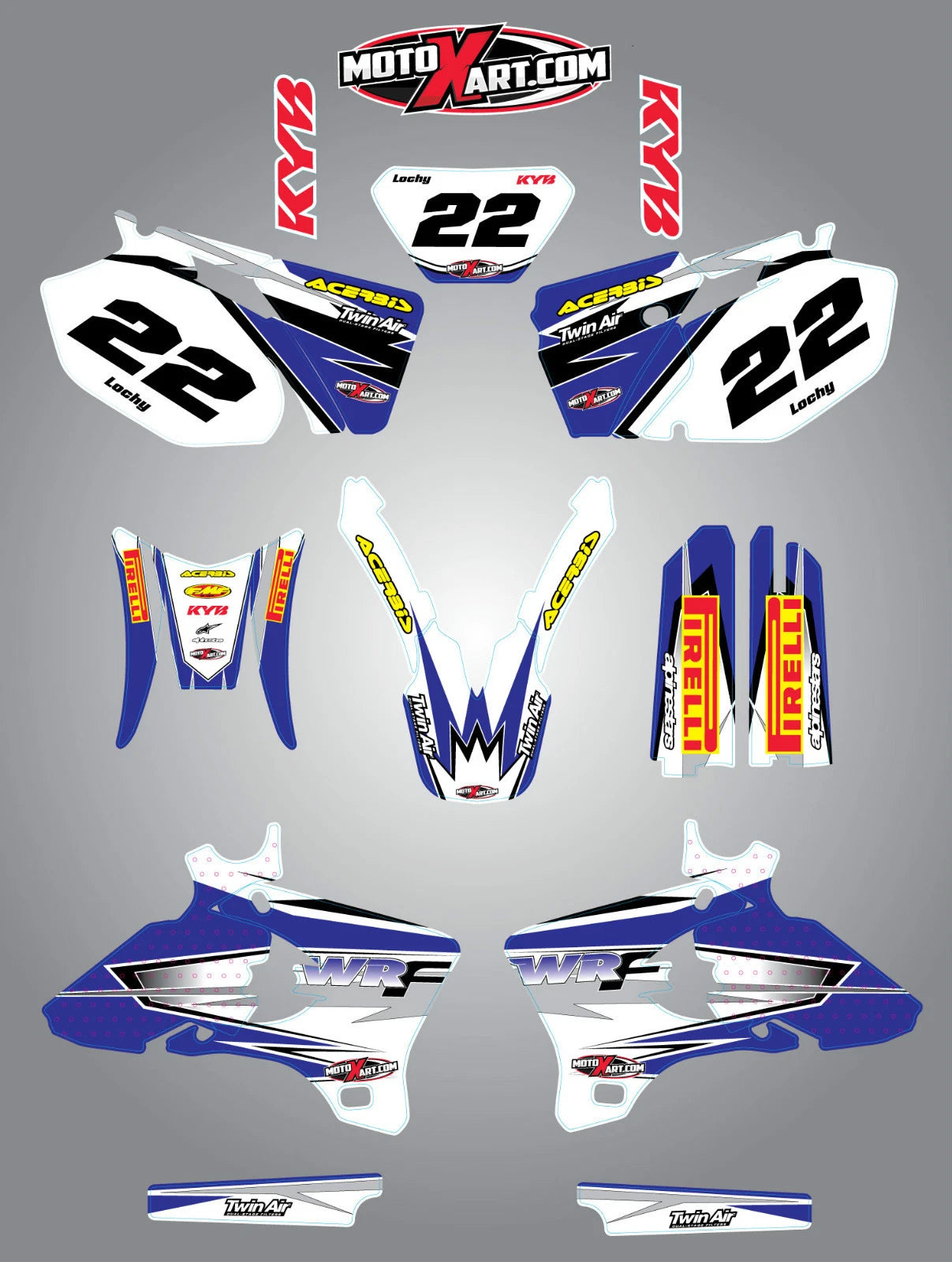 Custom Graphic Stickers for Yamaha WRF 250 (2005-2006) - SHOCKWAVE Style