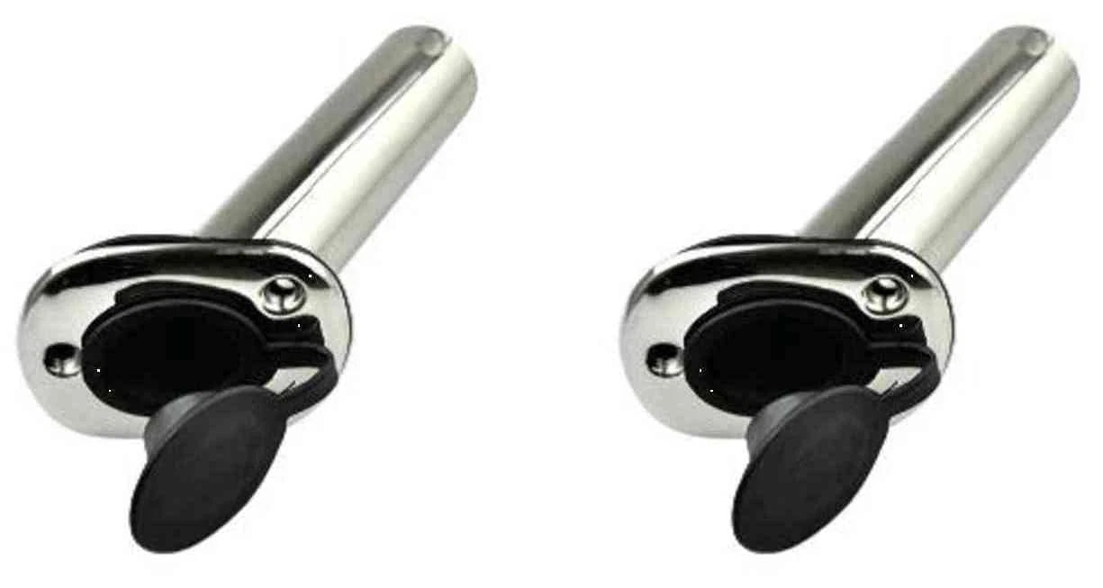 Rod Holders Fishing 30° Stainless Steel with Cap & Rubber Gasket x 2