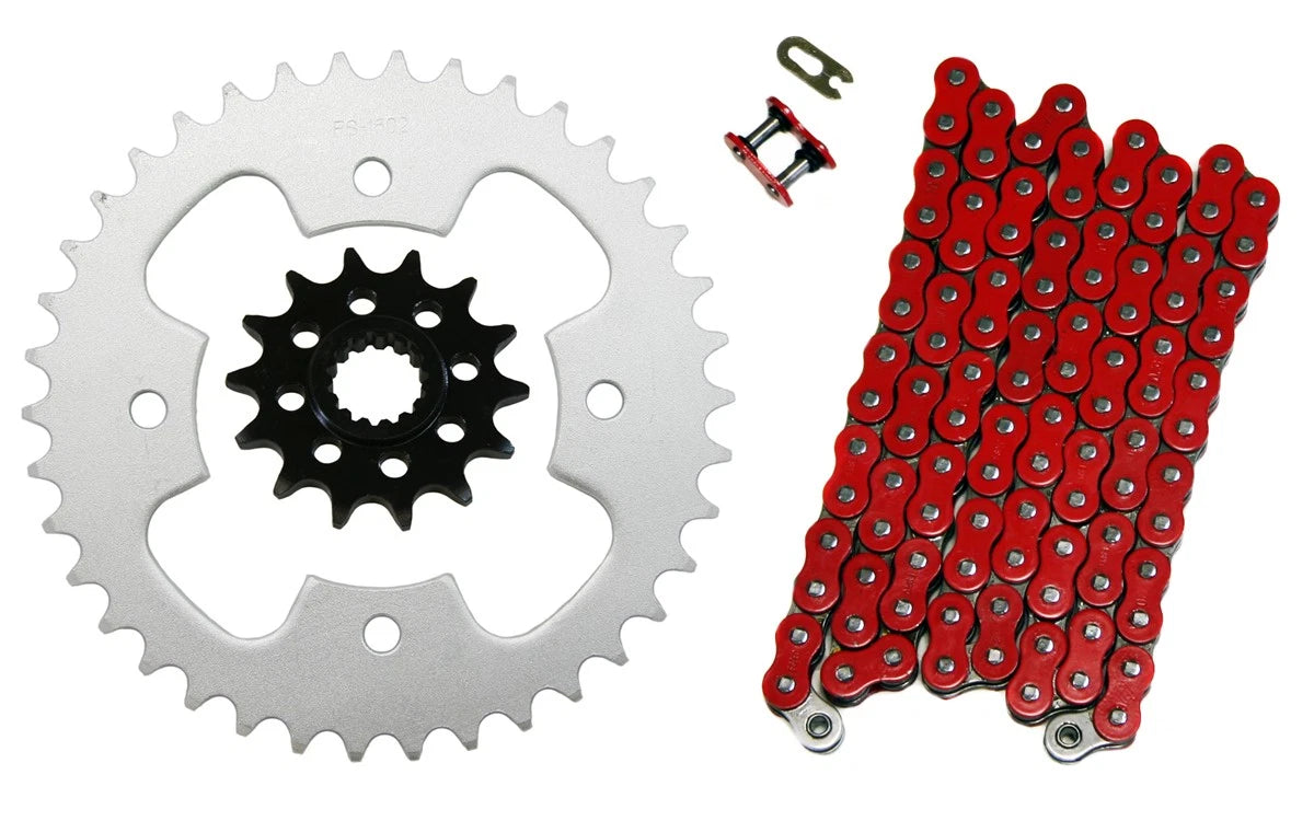 Red 520x98 O-Ring Drive Chain & 14/38 Sprockets for Polaris Outlaw 525 S