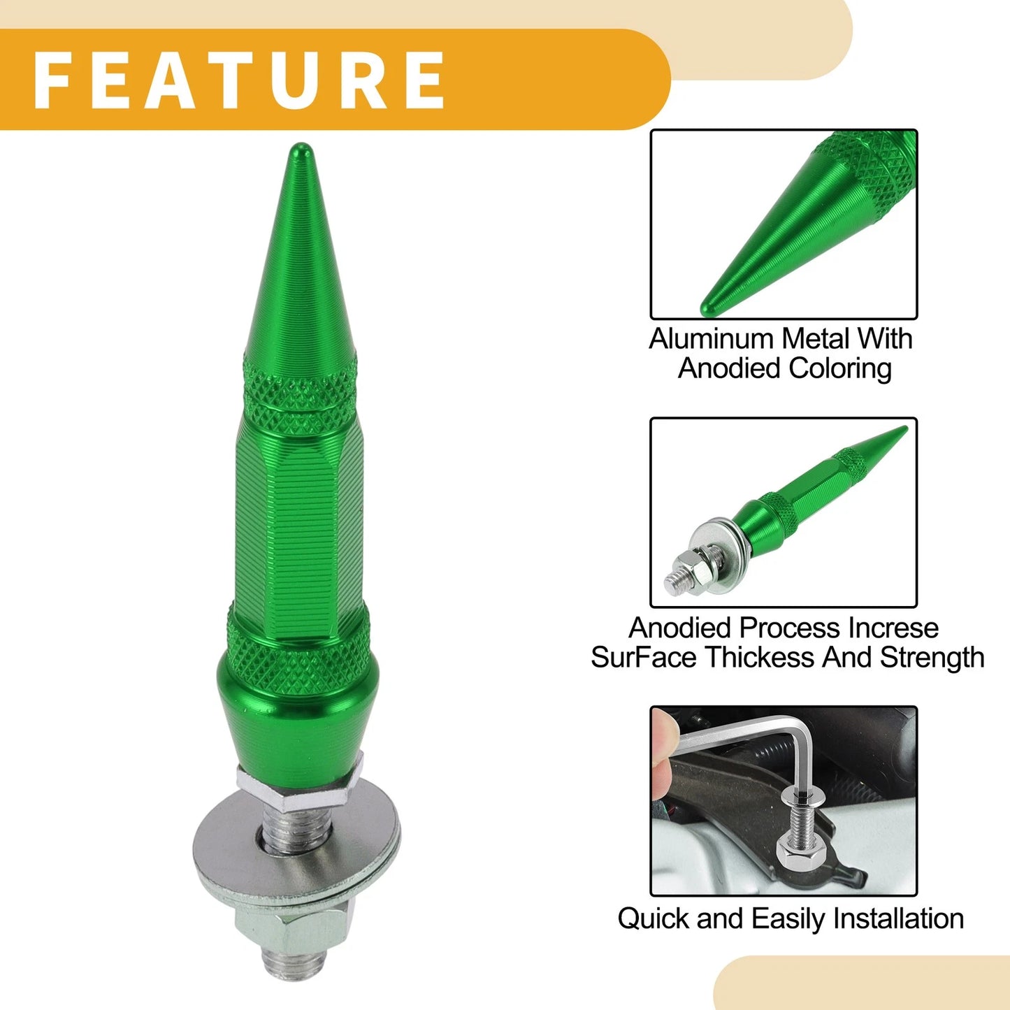 License Plate Screws Cover 82mm Green 4 Pcs for Universal Motorcycle