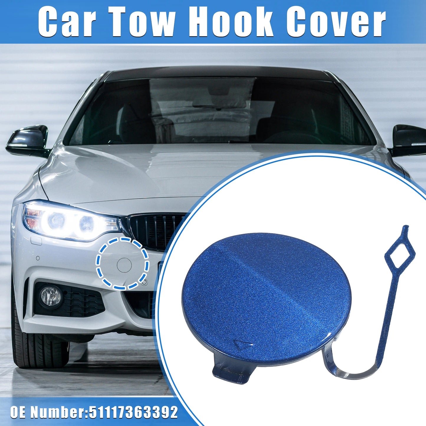 Tow Hook Eye Hole Cover Cap for BMW F32 F33 F40 (2012-2020) - Blue Front Right