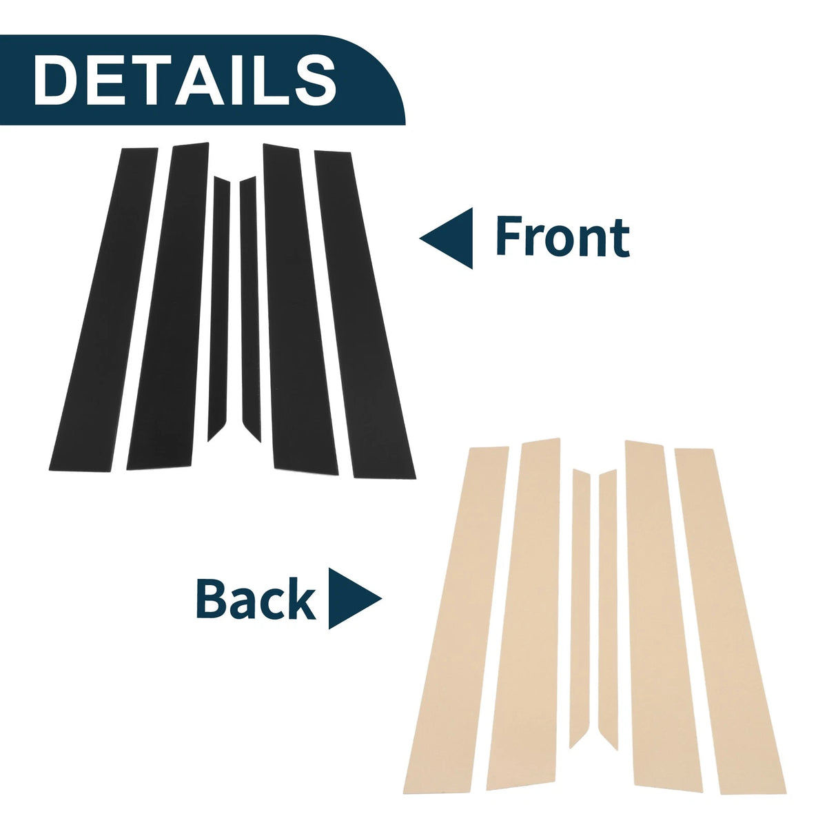 6 x Door Pillar Window Trim for Toyota Prius (2005–2009)