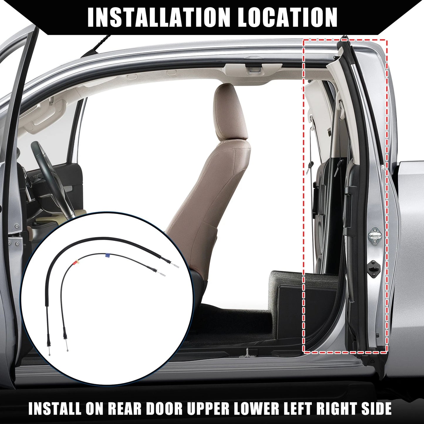 Rear Upper Lower Door Latch Release Cable for Ford Extended Cab (2004-2014)