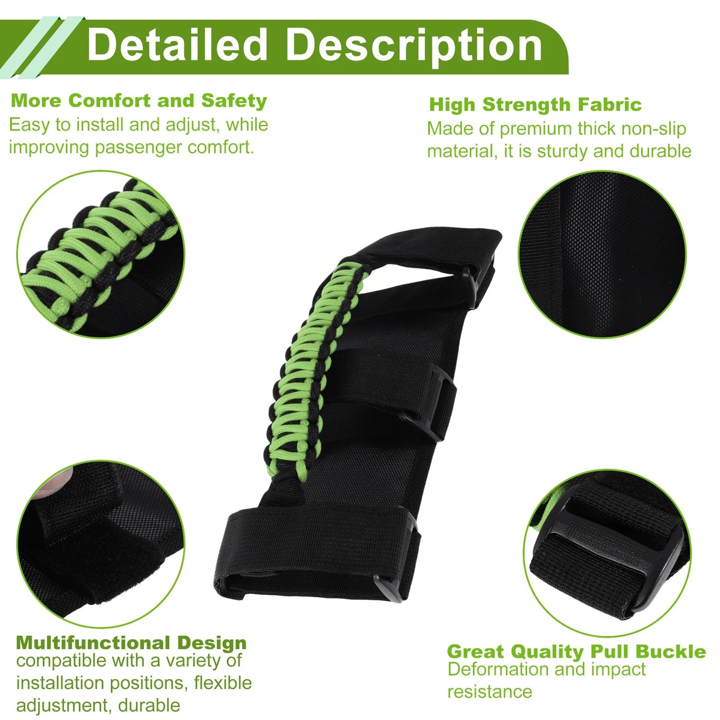 Roll Bar Grab Handles for Jeep Wrangler (1955-2023) Green
