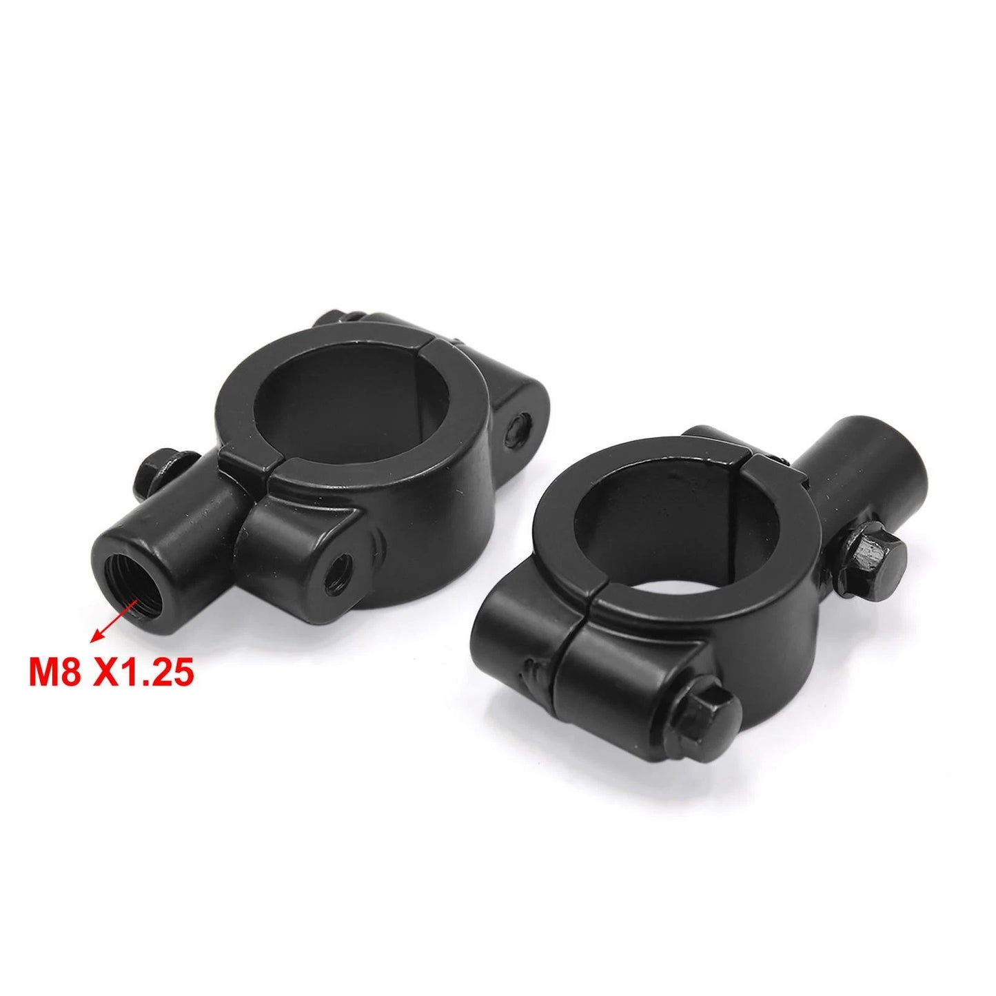 2 x Handlebar Mirror Mount Bracket M8x1.25 Black Universal for Motorcycle
