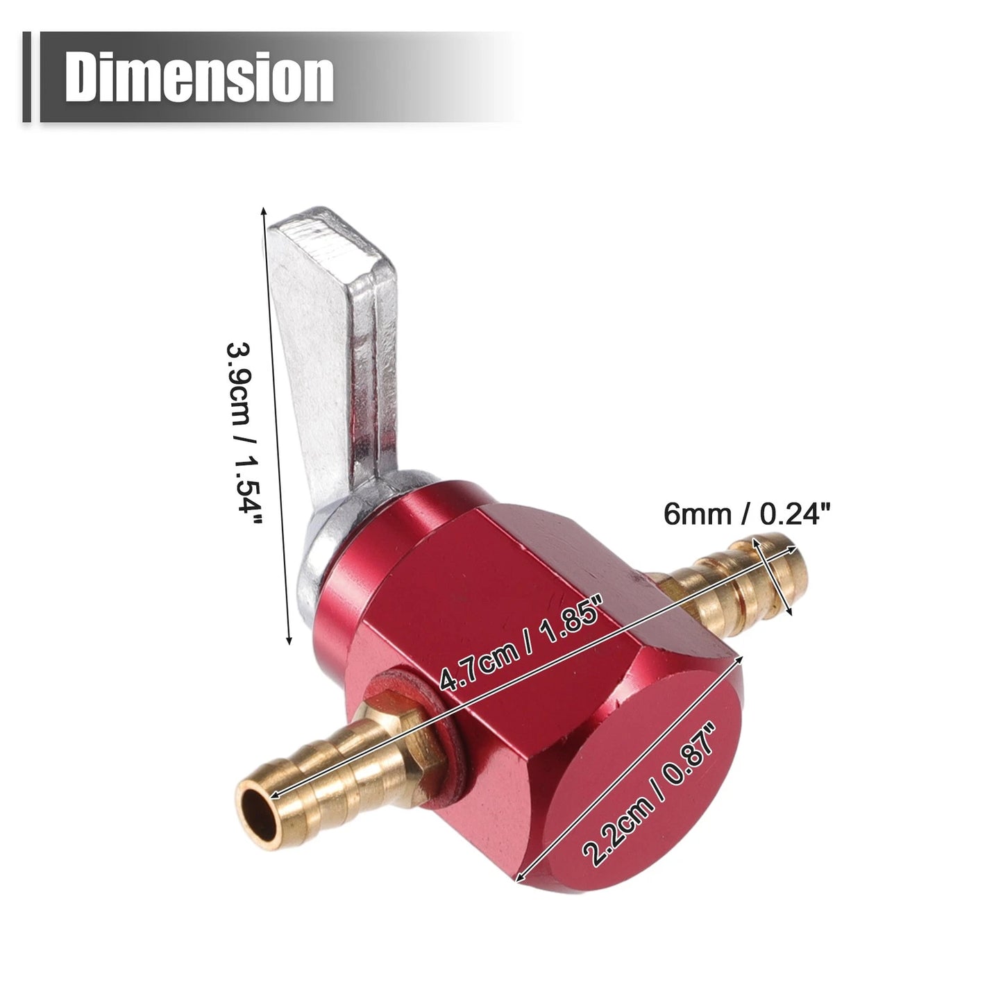 Gas Inline Petrol On-Off Fuel Tap Petcock Valve Switch 6mm for Motorcycle Red