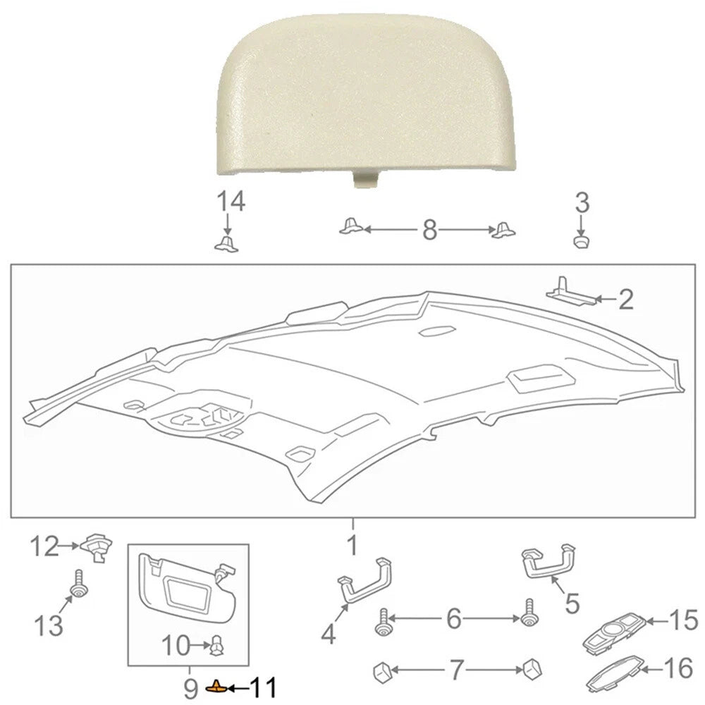 Dune Tan Sun Visor Cap Clip for Ford Fusion MKZ Edge Lincoln (2013-2016)