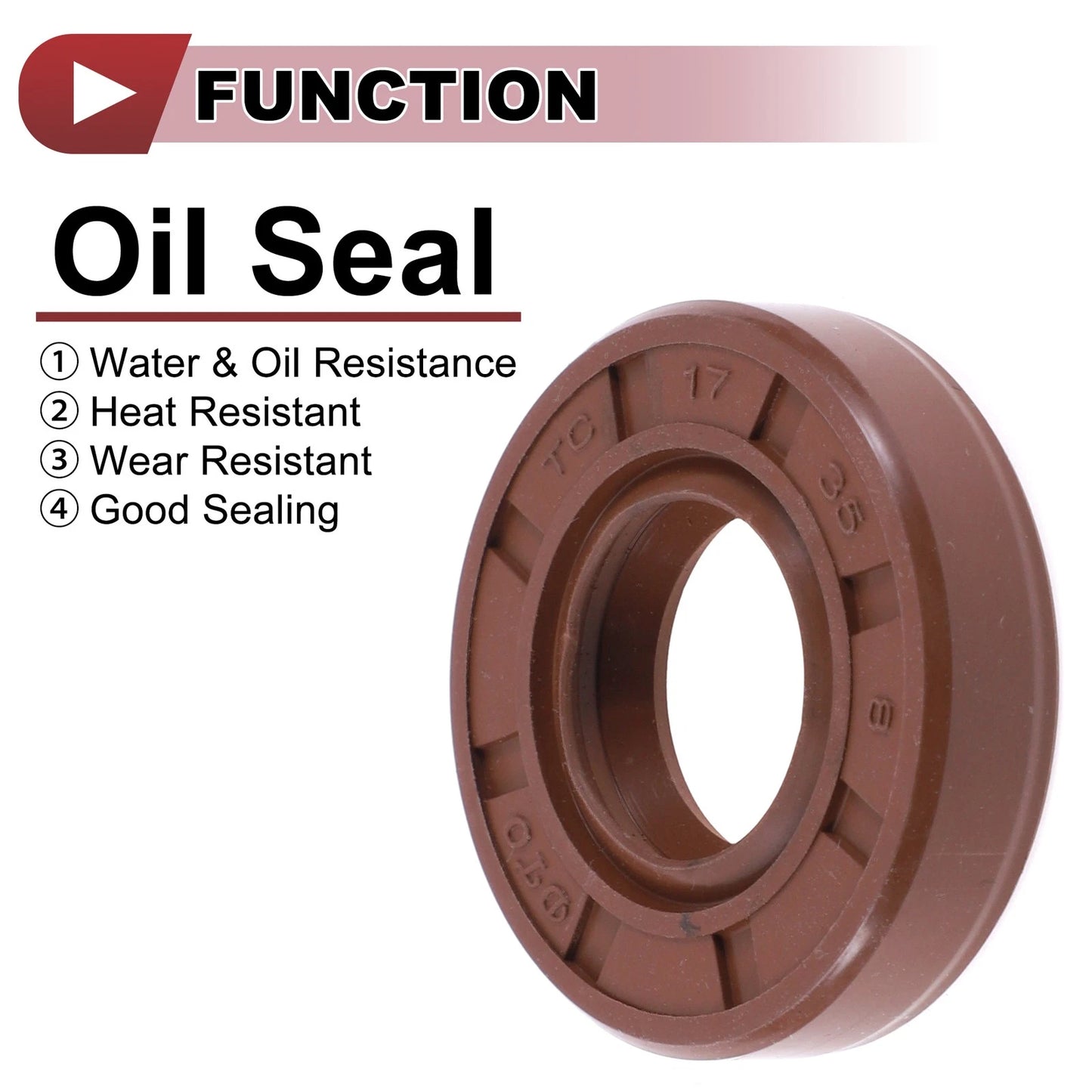 Oil Seal 2 x Seal Ring Rotary Shaft Seal FKM Rubber 17x35x8mm Brown
