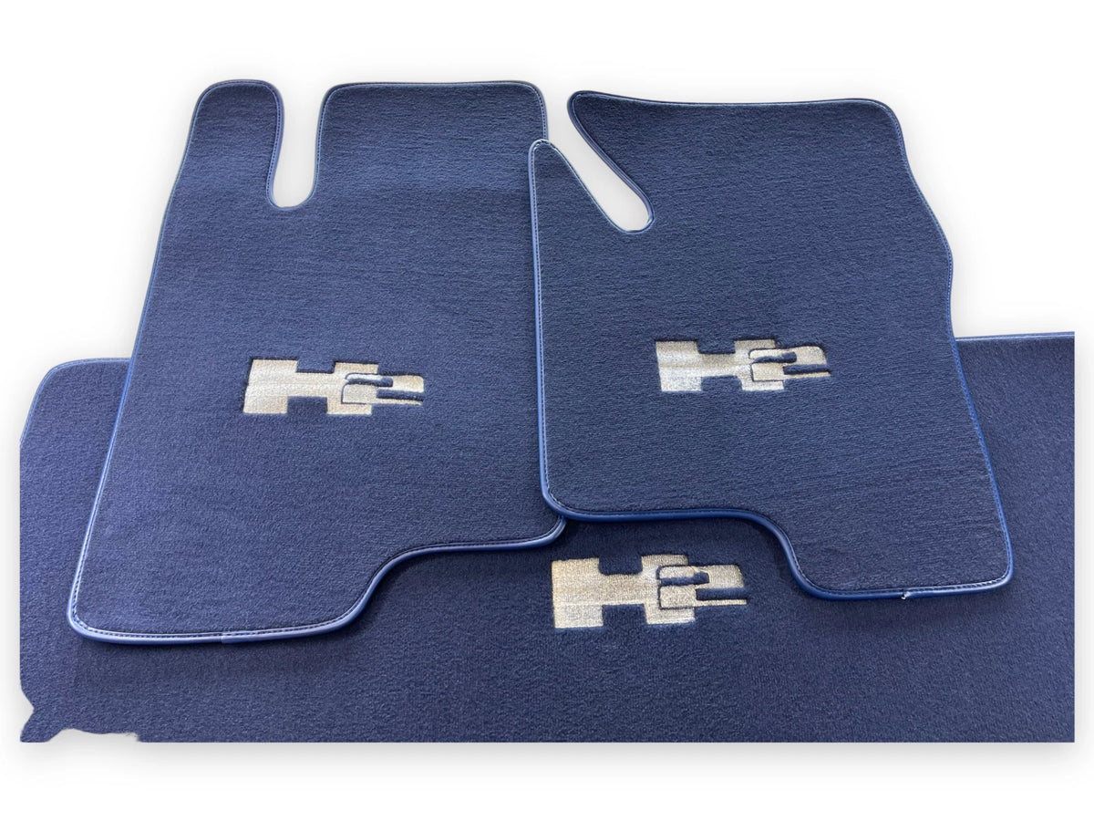 Tailored Dark Blue Floor Mats for Hummer H2 with H2 Emblem (2003-2009)
