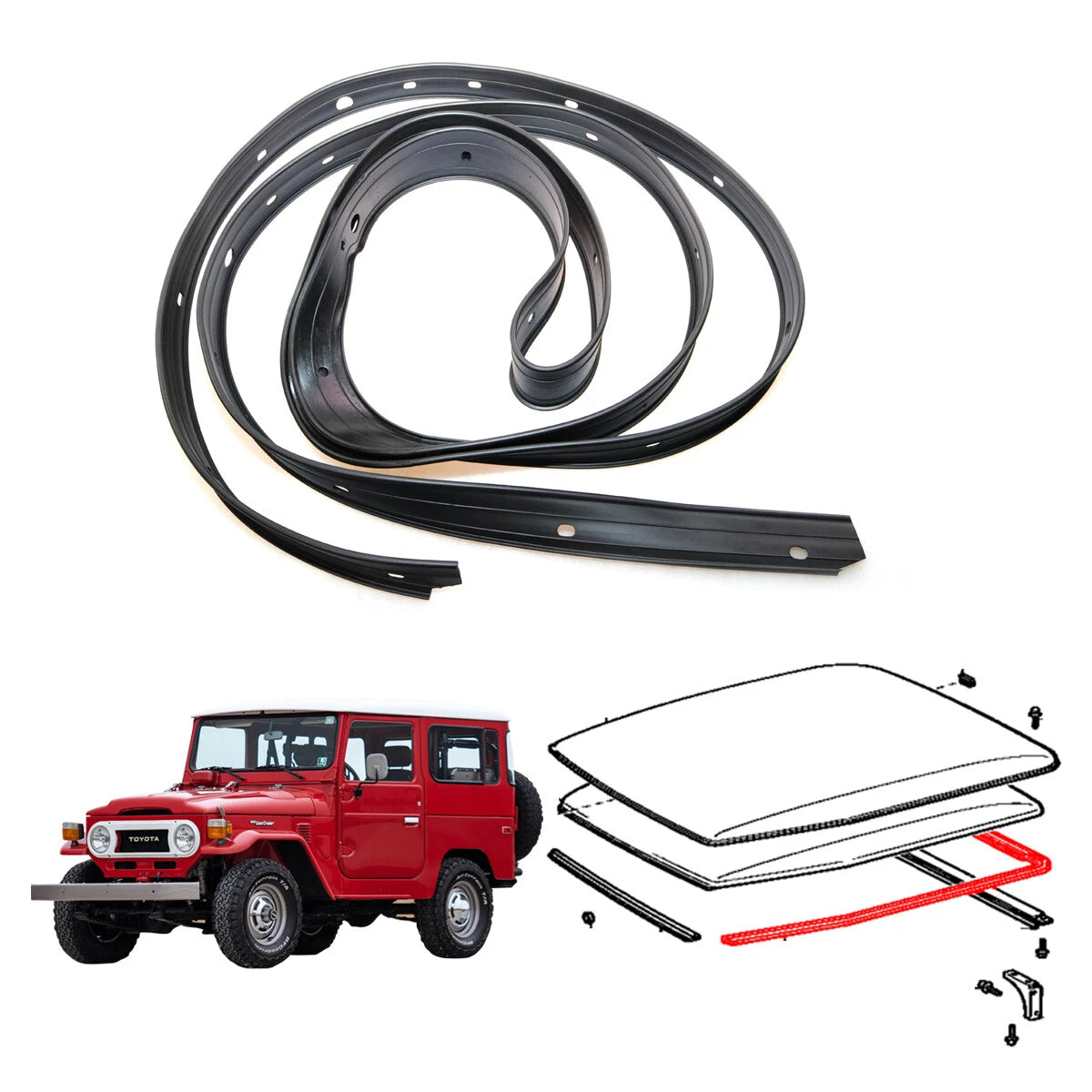 Rear Roof Drip Moulding for Toyota Land Cruiser BJ40/BJ41/BJ42/FJ40 1969-1986