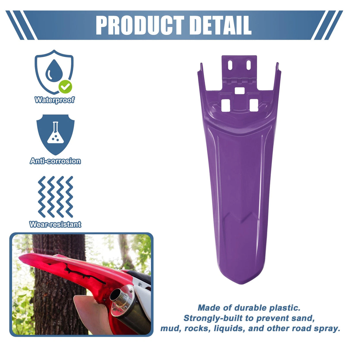 Rear Tail Mud Guard Fender for Sur Ron Light Segwa Purple