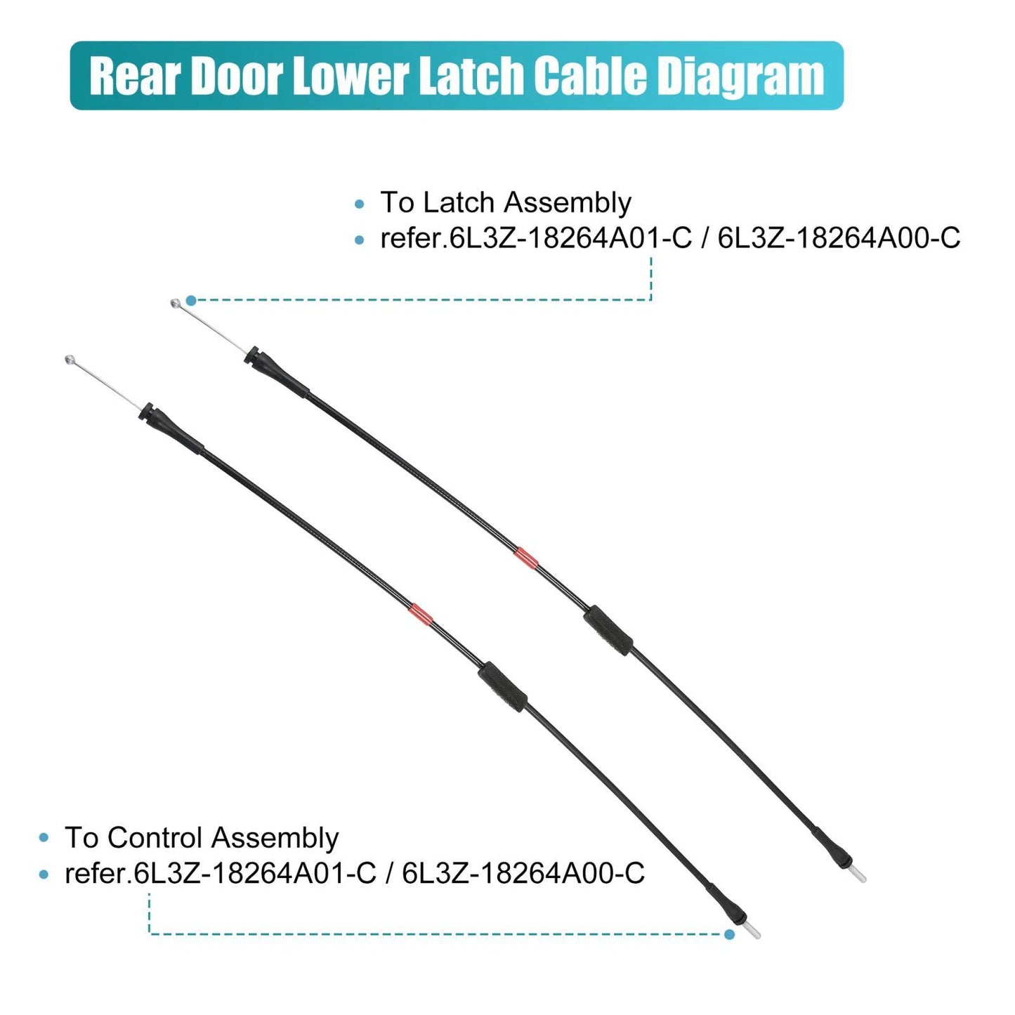 Rear Lower Door Latch Cable Set for Ford F-150 F-250 (1997-2004)