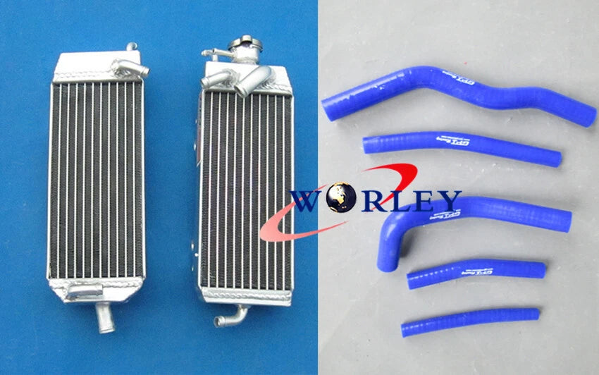 Aluminum Radiator & Blue Hose for Suzuki RM125 RM125X RM125W RM125Y (1998-2000)