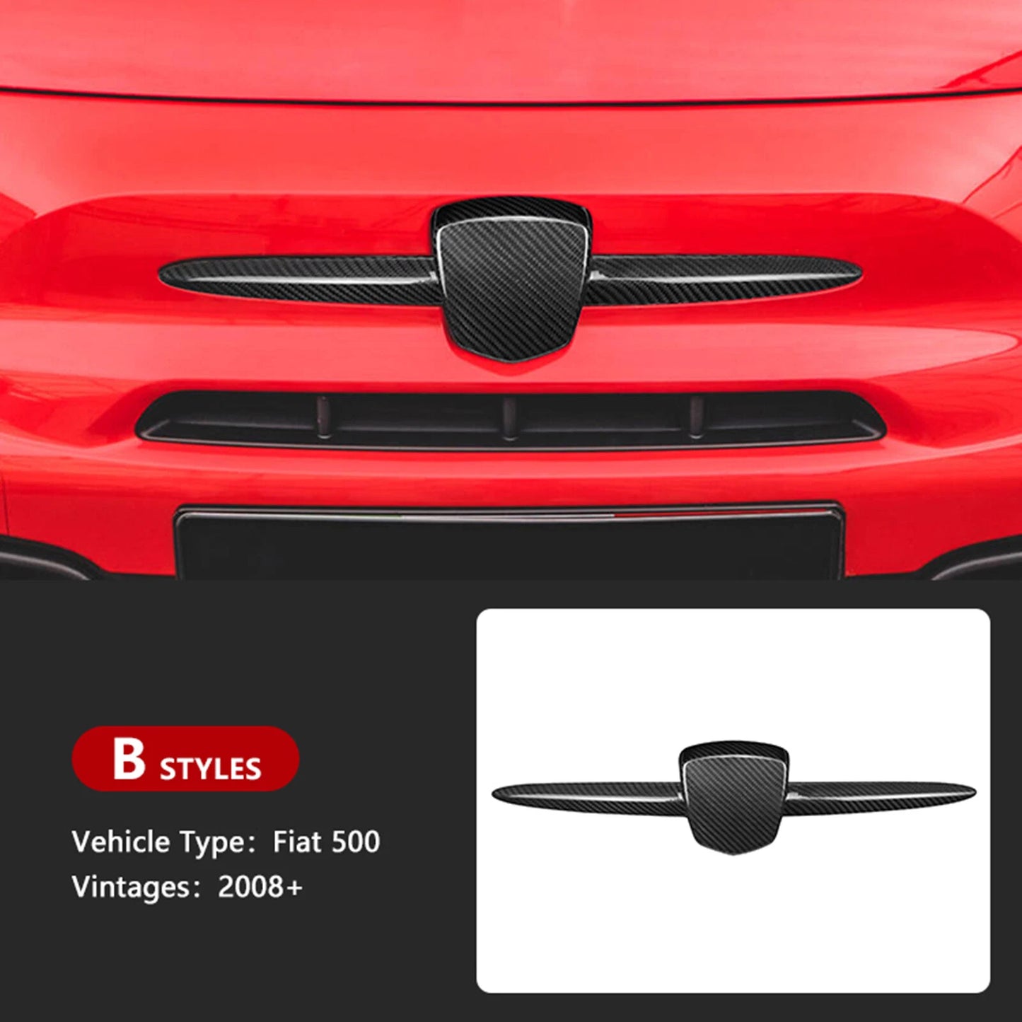 Front Upper Grill Emblem Cover for Fiat 500 (2008-2024)